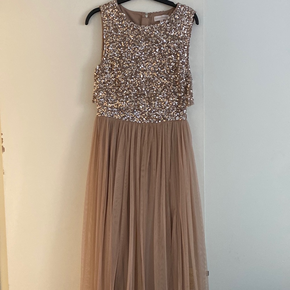 Maya deluxe embellished dress size 4 blush